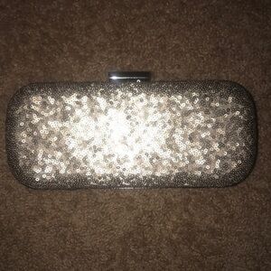 Jessica McClintock blush sequin clutch handbag purse